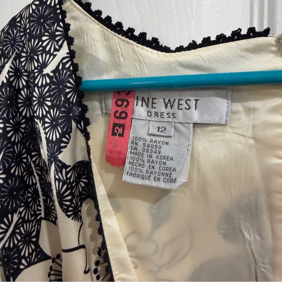 Nine West Black and Cream Floral Midi Dress - Picture 4 of 4